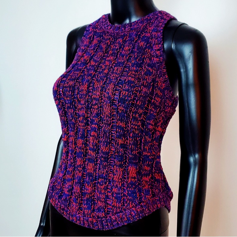 Club Monaco Purple And Pink Thick Knit Vest Sweater